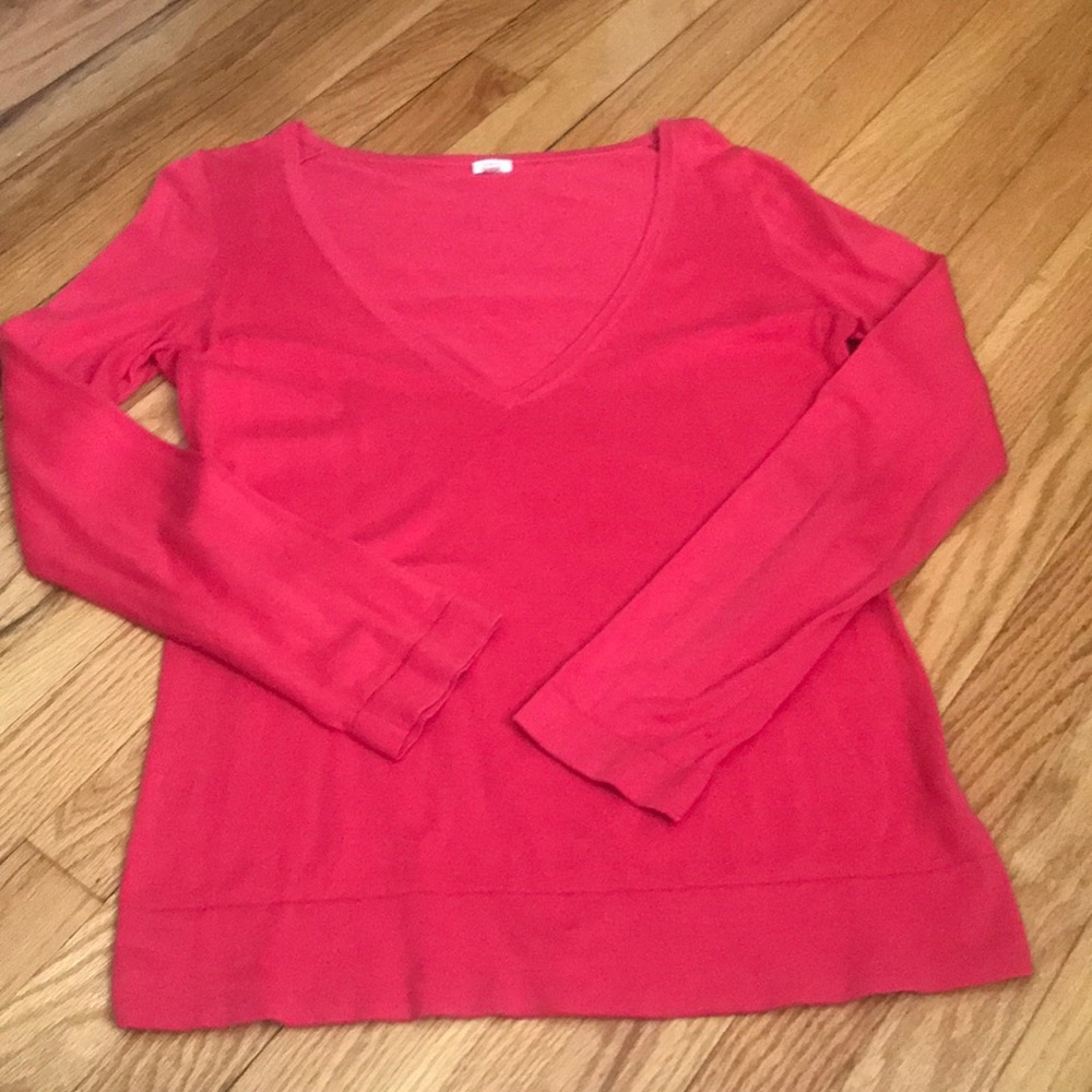 J. Crew raspberry V-neck in M